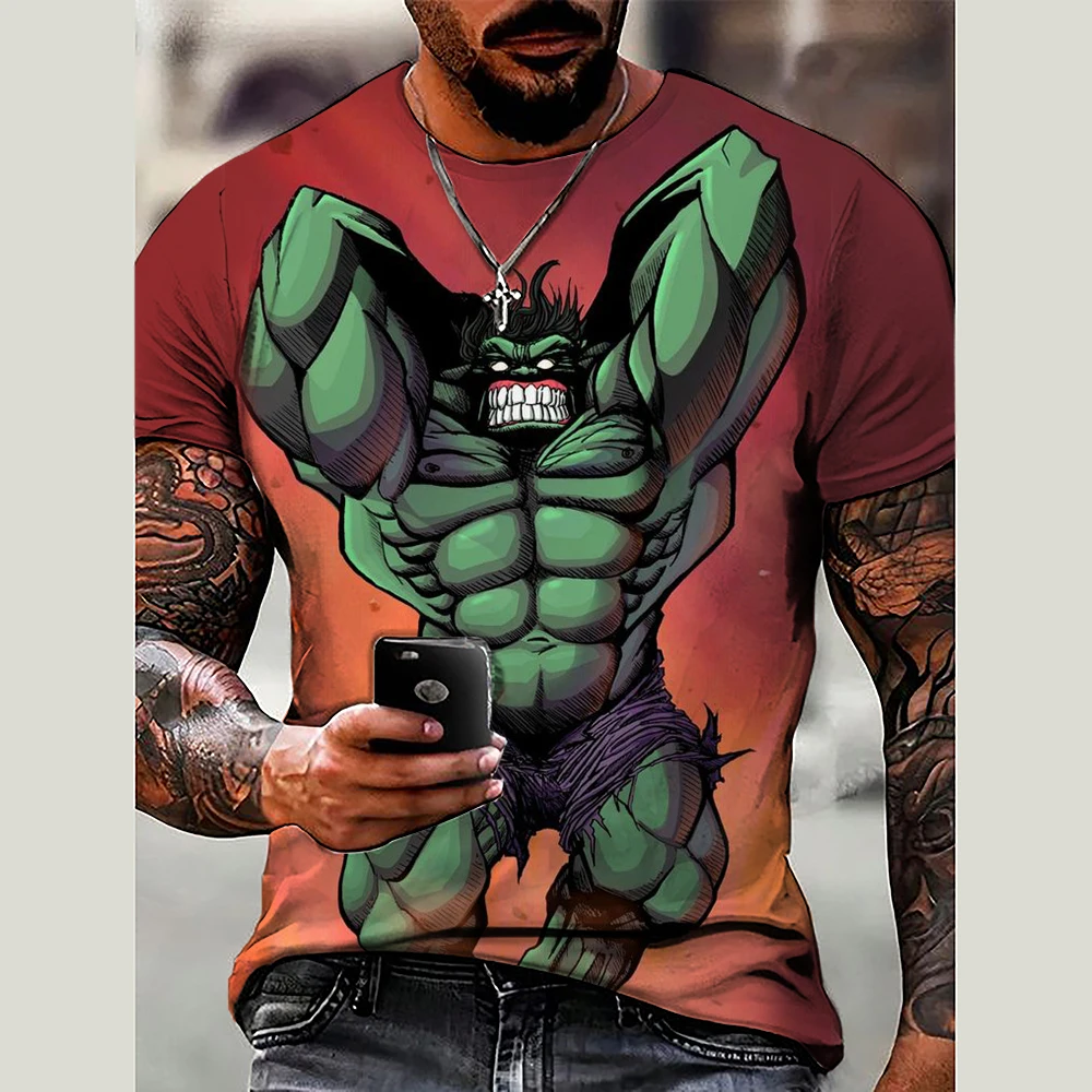 Marvel Hulk print T-Shirt Men Summer O-Neck Pullovers Big Size Short Sleeve Shirt Fashion Tees Oversized Male Clothing Luxury