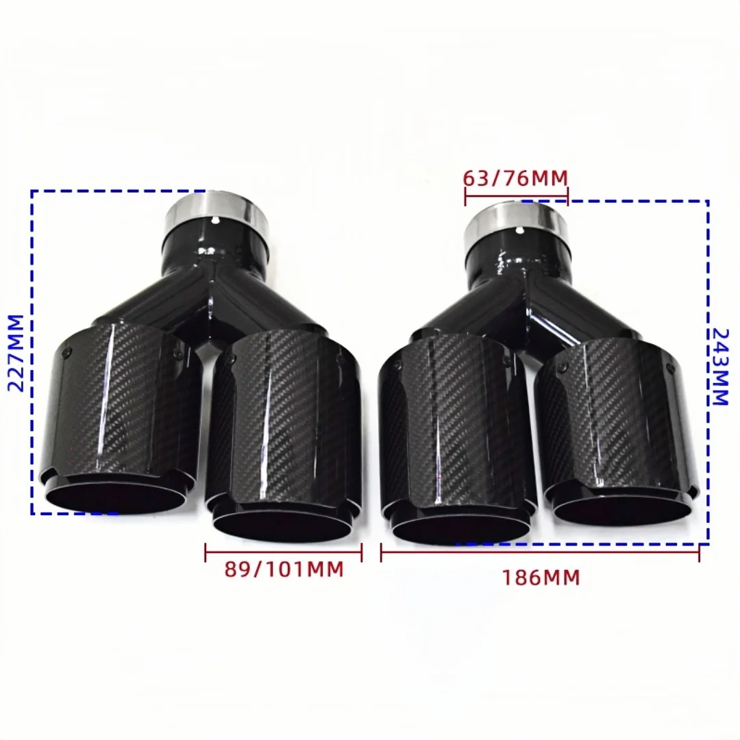 For DEX Exhaust Tips Universal Carbon Fiber SS304 AK/M Logo Quad Muffler Tip Exhaust System Nozzle Tailpipe