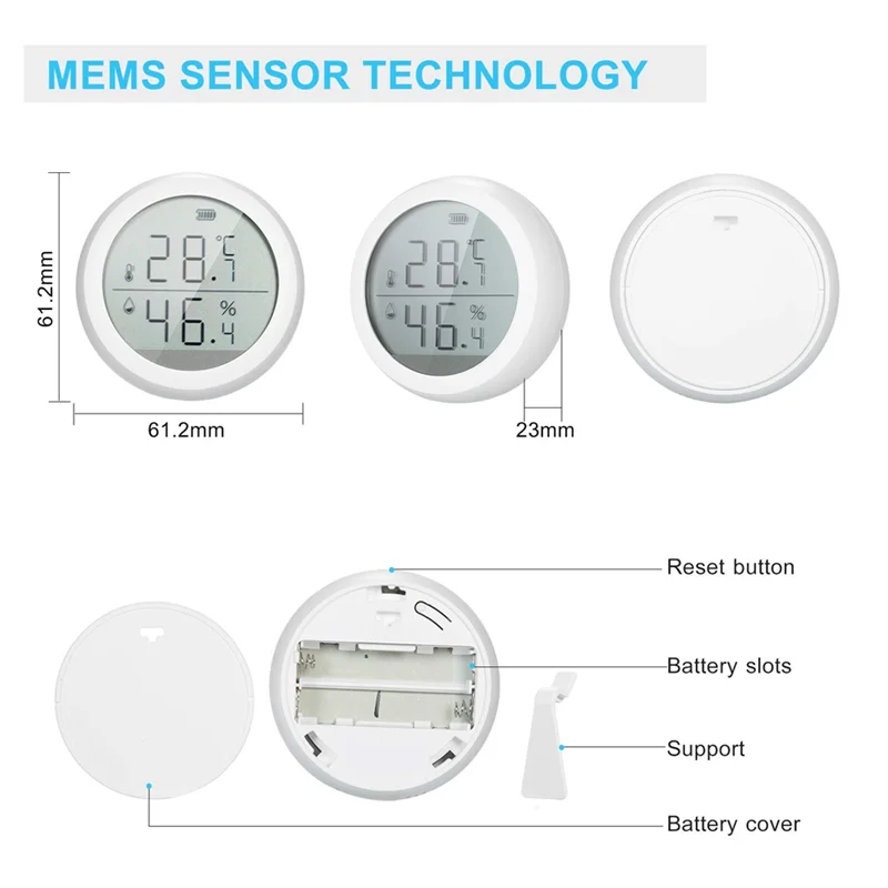 AED5-Wifi Smart Zigbee Temperature And Humidity Sensor LCD Screen History Record Smart Home Security Remote Control