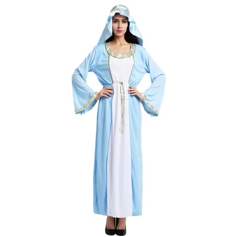 MN1 Halloween Cosplay Costumes Adult Shepherd Saint Joseph Cosplay Costume Women Girls Arabic Robe Stage Cosplay9*Jy