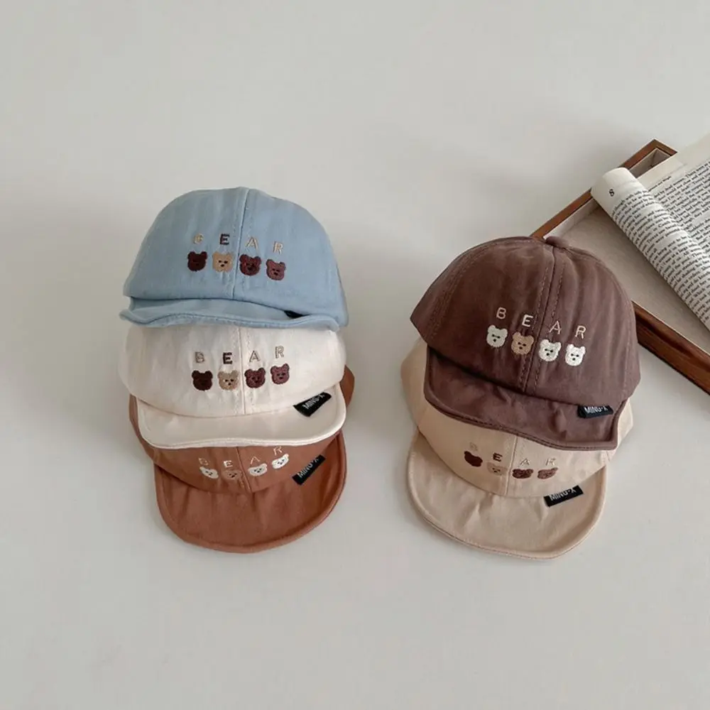 

Модная детская бейсболка с медведем, купольная хлопковая летняя Солнцезащитная шляпа, головные уборы для младенцев