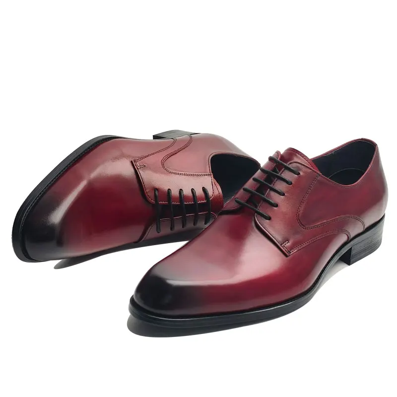 Popular Wedding Dress Leather Shoes Premium Quality Handmade Lace-up Genuine Leather British Style Oxfords Dress Leaher Man Shoe