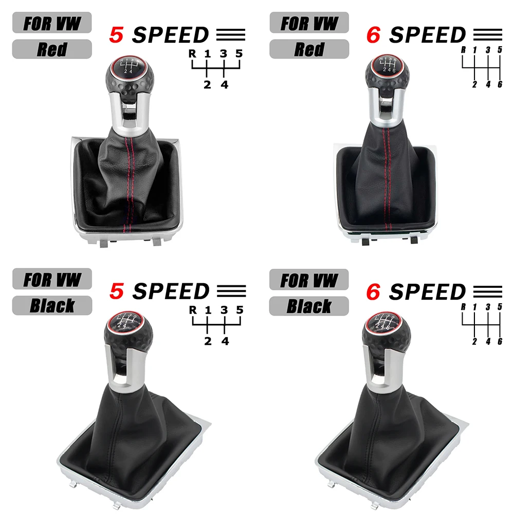 

Car 5/ 6 Speed Gear Stick Shift Knob With Leather Gaiter Boot Cover For VW Golf MK7 GTI 2014 2015 2016 2017 2018 2019 2020