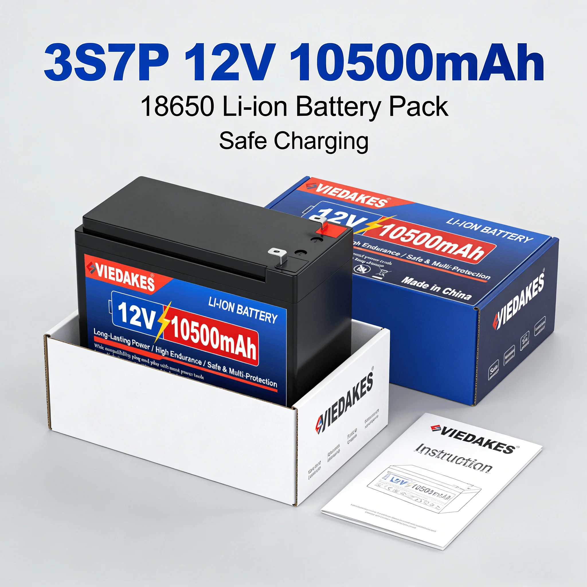 

100% Real Capacity 3S7P 18650 Li-ion Battery Pack 12V 10500mAh Shockproof for Outdoor Drone Charging Power