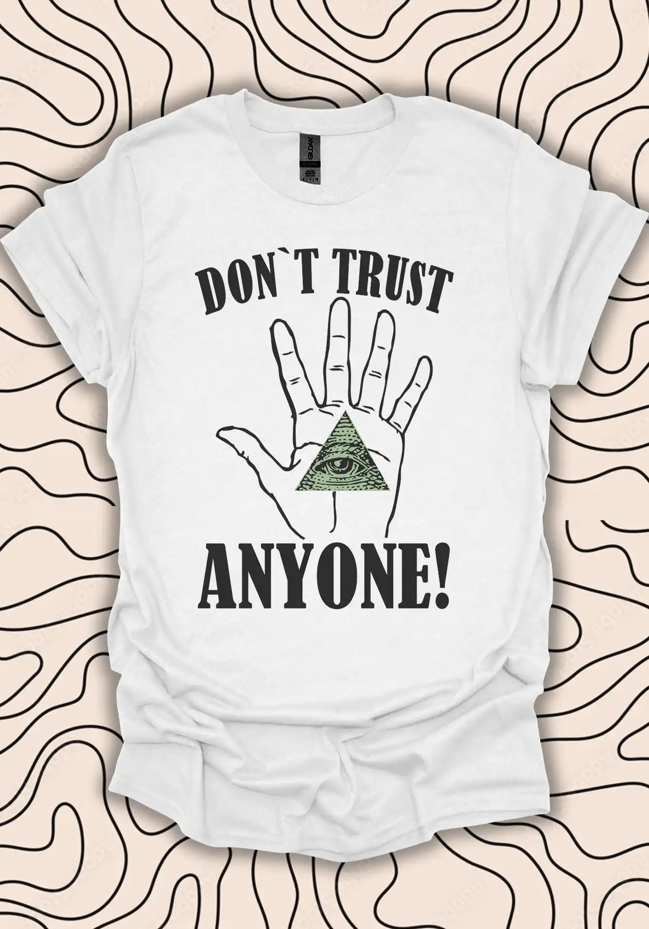 تي شيرت يدوي جديد لا تثق بأي شخصًا - تي شيرت مؤامرة متنورين - تصميم جرافيك غامض هدية للجنسين للرجال والنساء #3