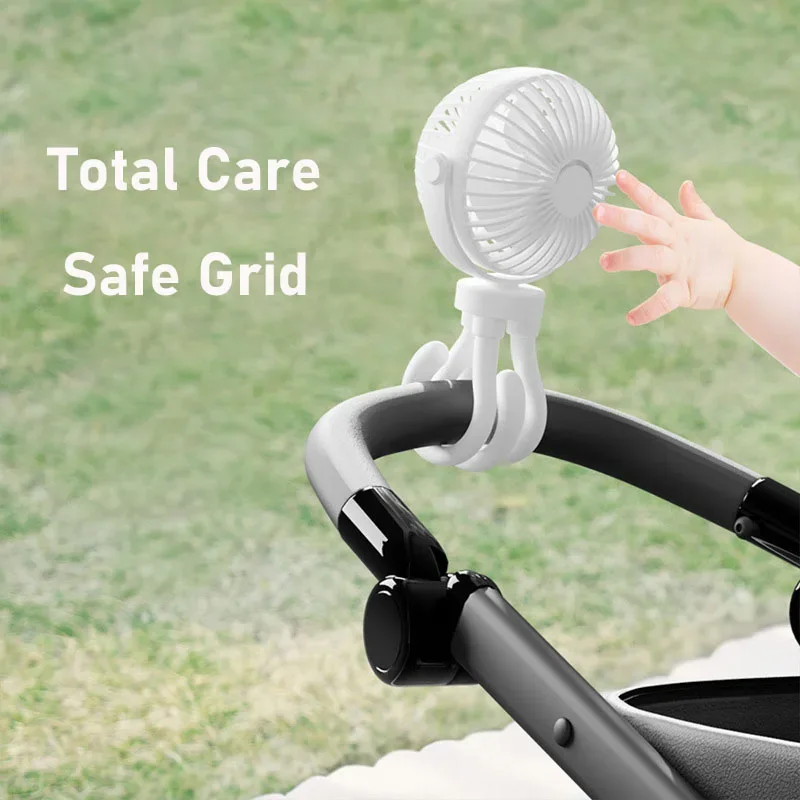 New Baby Stroller Winding Fan Portable Hand Fan 2000mAh USB Summer Mute Mini Octopus Electric Fan Table Fan Angle Adjustment