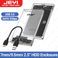 JEYI 2.5'' External Hard Drive Enclosure USB 3.0 to SATA III Tool-Free Clear Hard Disk Case for 2.5 inch 7mm 9.5mm SATA HDD SSD