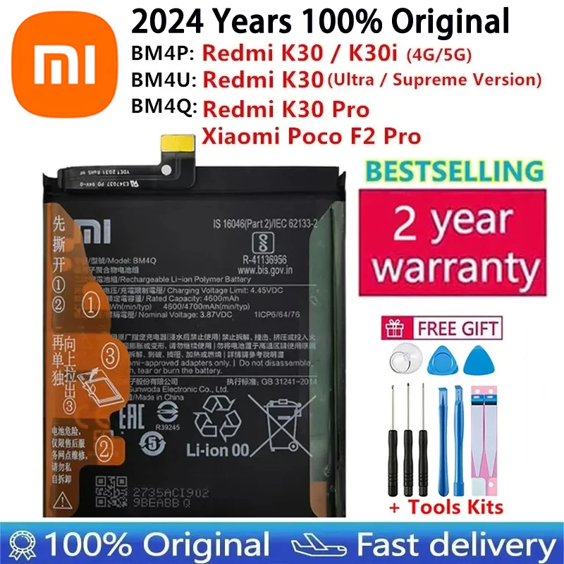 

100% Original XIAO MI Phone Battery BM4Q BM4P BM4U For Xiaomi Redmi K30 Pro K30Pro Supreme Version Poco F2 Pro Bateria Batteries