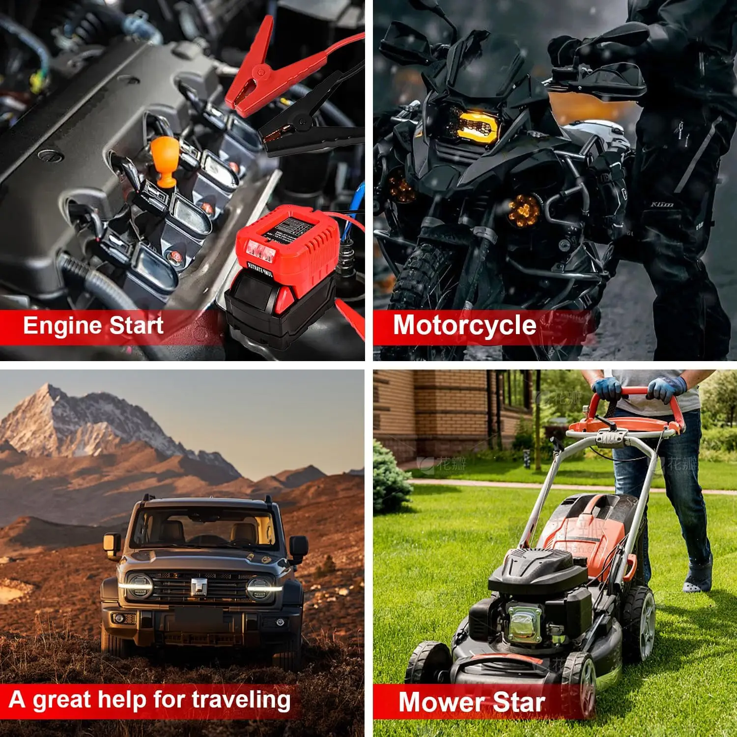 Arrancador de salto para baterías de 18 V: kit de cable de puente portátil de 11 AWG y 1,2 pies, arrancador de batería para automóvil (batería no incluida)