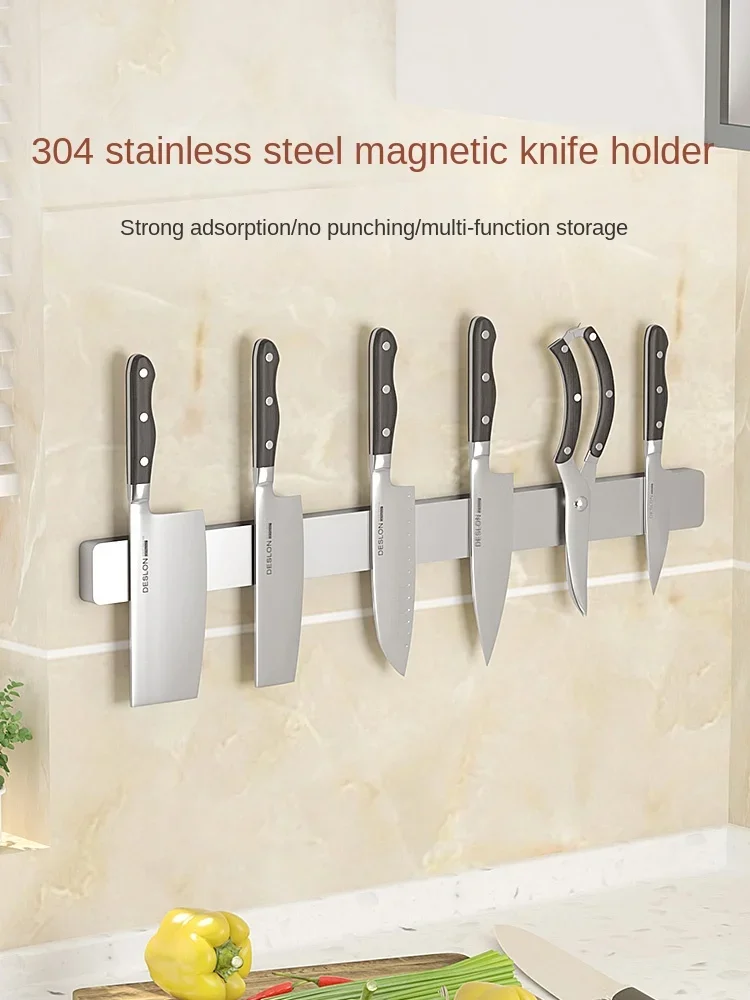 Kitchen Magnetic Tool Holder Shelf Wall Mounted Stainless Steel Magnet Magnetic Dish Knife Storage No Punching