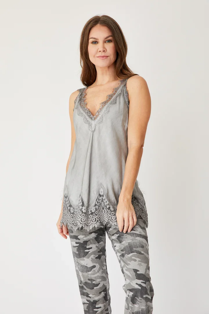 Camisetas sin mangas con ribete de encaje para mujer, camisetas de color sólido sin mangas con cuello en V, camisas holgadas