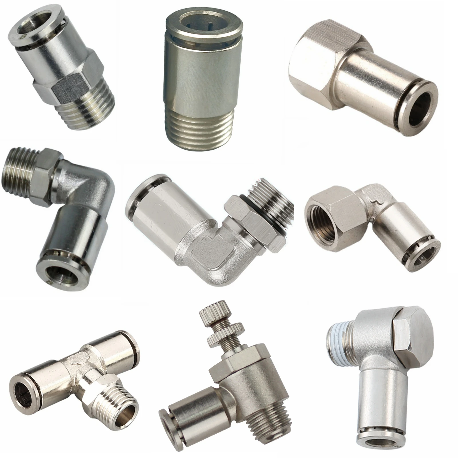 PC POC PL PH SL M5 M6 1/8" 1/4" 3/8" 1/2" BSP Męskie żeńskie kolanko Trójnik pneumatyczny Mosiężne szybkozłącze Wciskane szybkozłącze powietrza