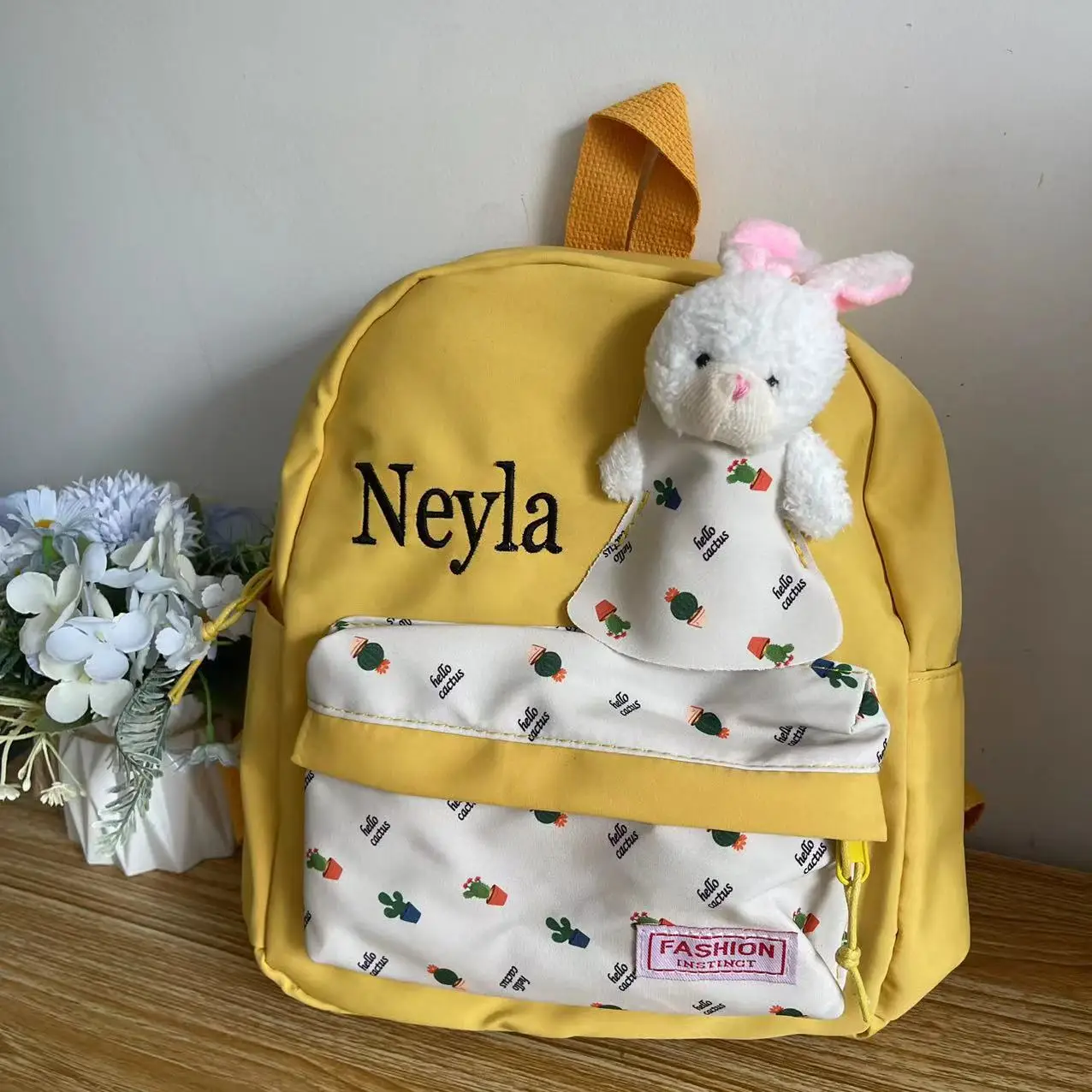 

Personalized Name Princess Lovely Little Rabbit Backpack Boys Girls Kindergarten Schoolbag Custom Embroidered Kids Snack Bags