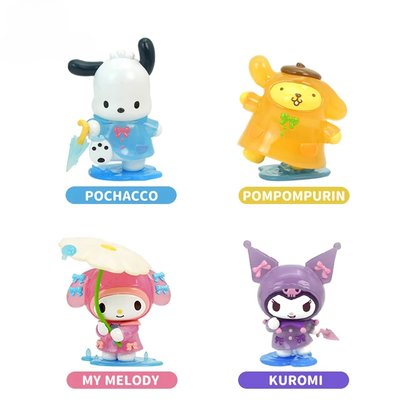 Sanrio Characters Rainy Day Series Table Ornaments My Melody Kuromi Pompompurin Pochacco Cute Figure Blind Box Toy Gifts