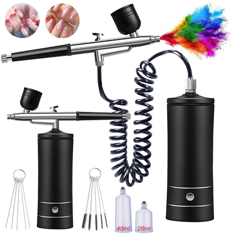 

Аэрограф для ногтей с компрессором Портативный аэрограф с компрессором для дизайна ногтей Картина торта Ремесла Аэрограф с комплектом компрессора