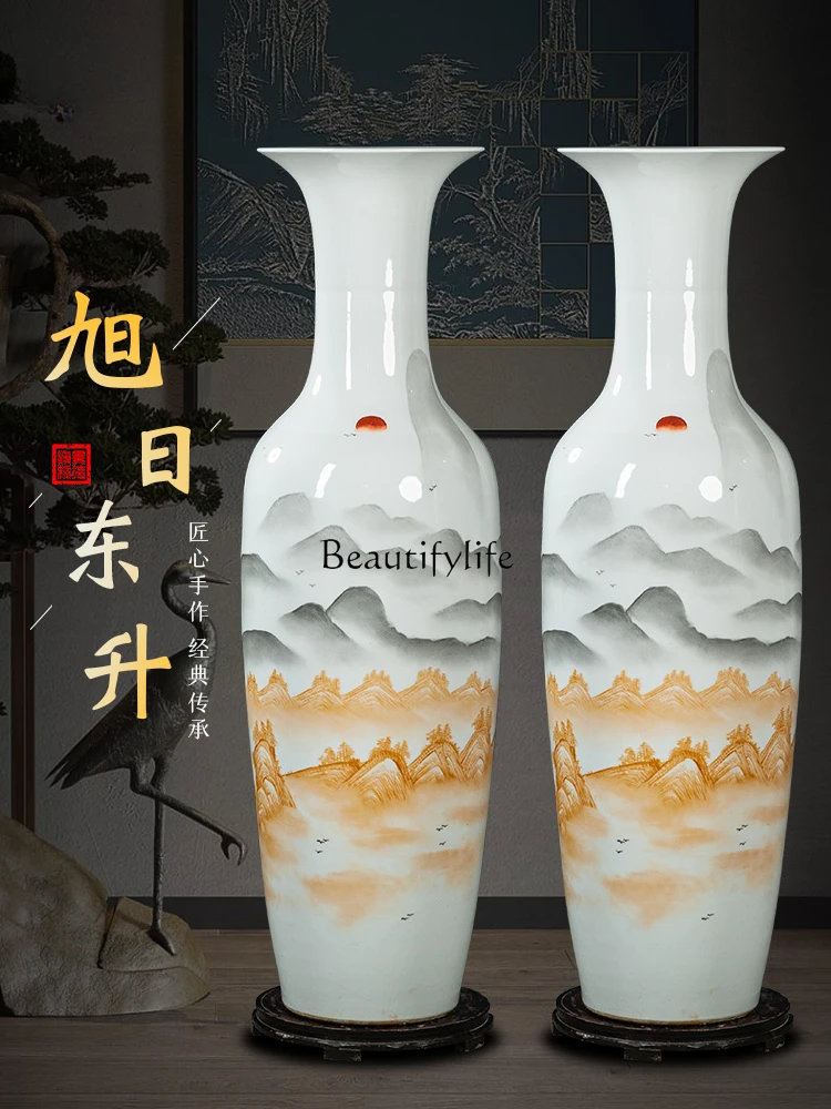 Jingdezhen Porcelain Hand Painted Floor Large Vase High Porcelain Vase Flower Arrangement Ornaments