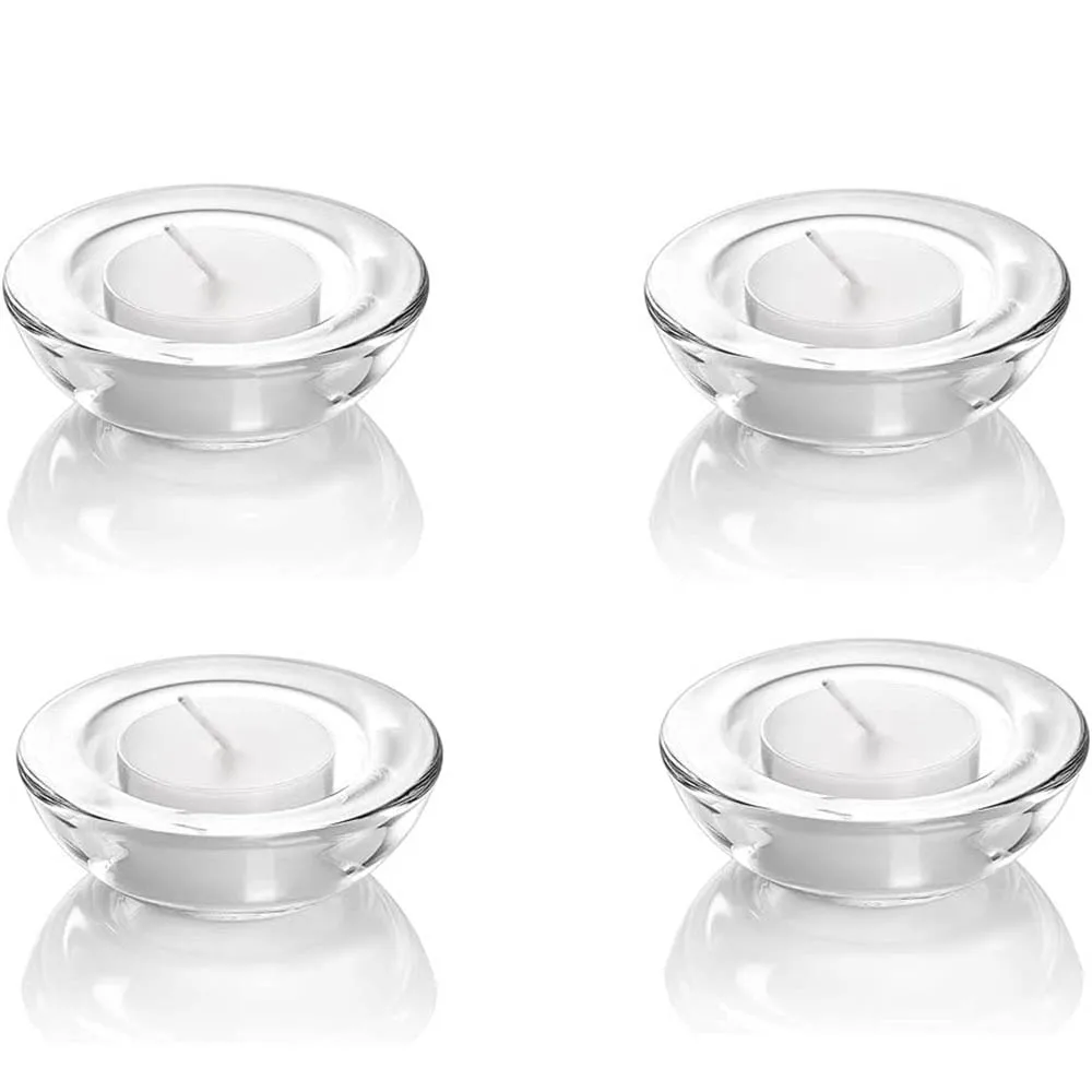 4 Pcs,Clear Tealight Candle Holders, 3