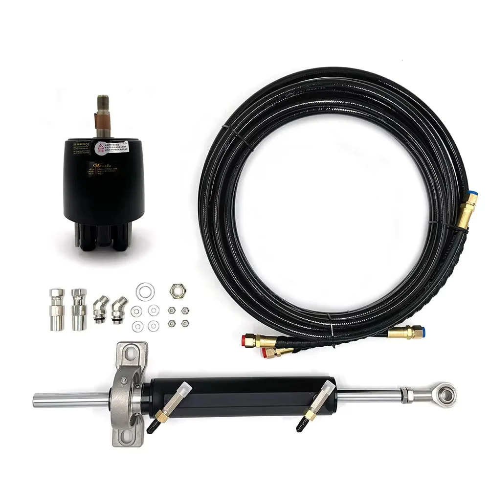 15 Meters Inboard Hydraulic Steering System Stainless Steel Cylinder, Helm Pump, Hose Boat Yacht Outboard Inboard Steering Kit
