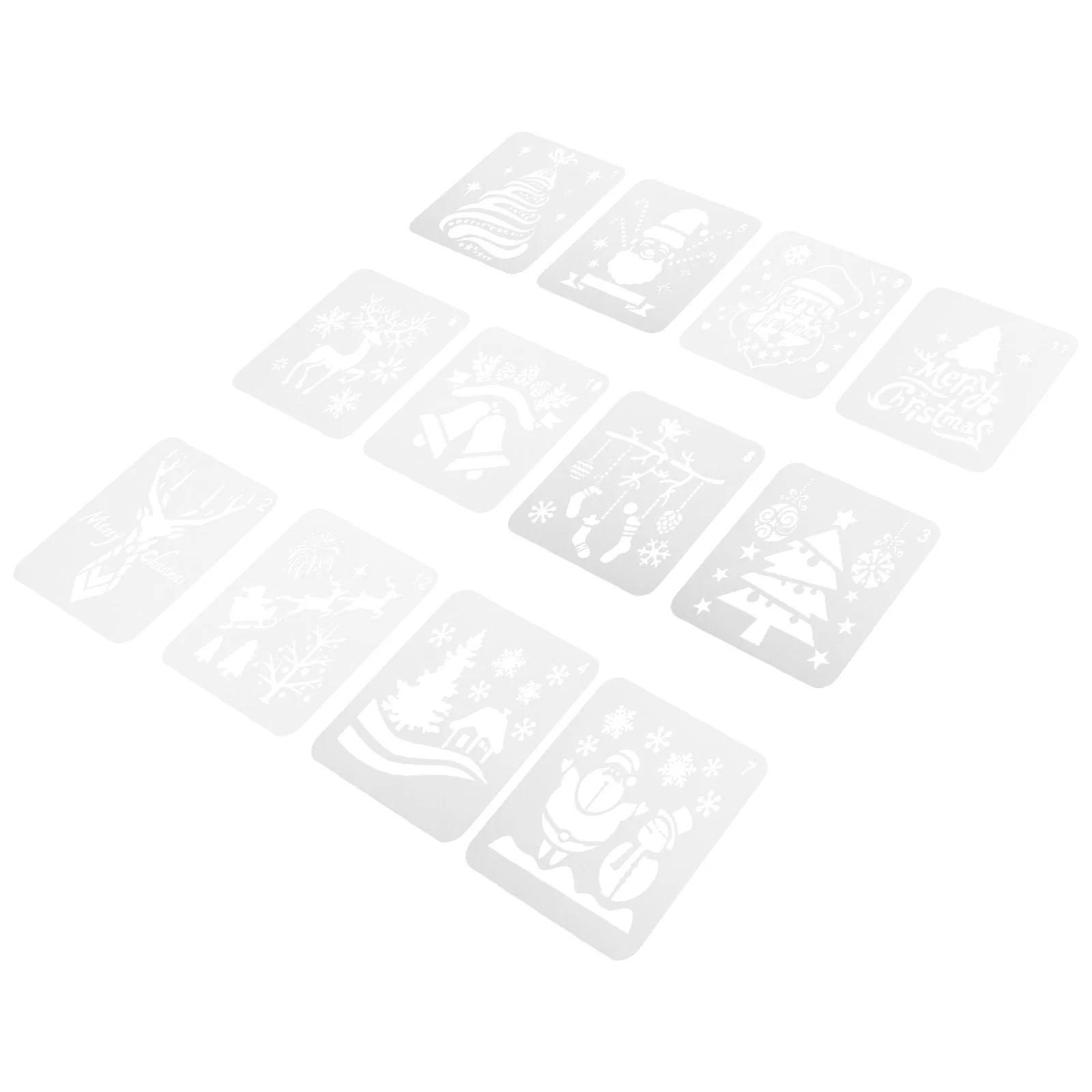 12 Pcs Stencils for Painting Drawing Templates Christmas Decoration Cookie Decorating Square