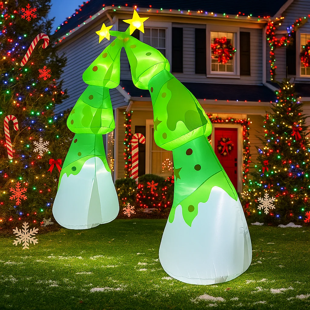 Arco de árbol de Navidad de 2,7 M/8,8 pies, modelo inflable, decoraciones navideñas, luces LED, decoración navideña al aire libre, decoración de fiesta en el patio del hogar