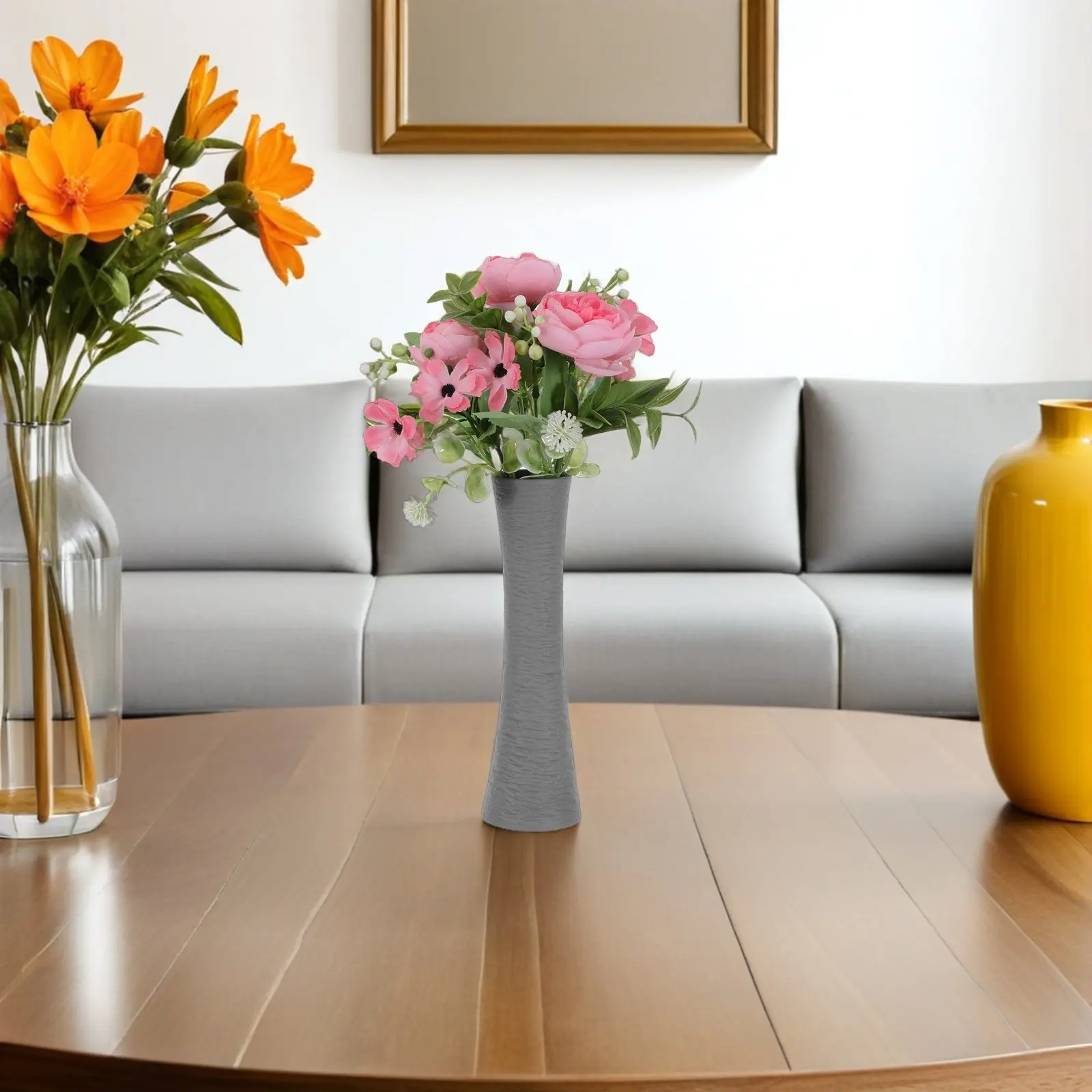 Modern Aesthetic Cone Shaped Ceramic Vase Tall Ribbed Decorative Flower Vase for Pampas Grass Fresh Dried Flowers Living Room