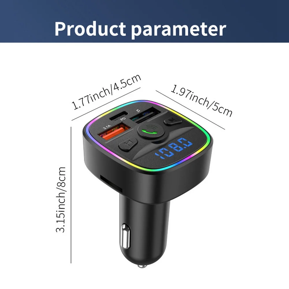 Car MP3 Player Wireless 5.3 FM Transmitter With Dual USB Fast Charging For Music Streaming And Hands-Free Phone Calls