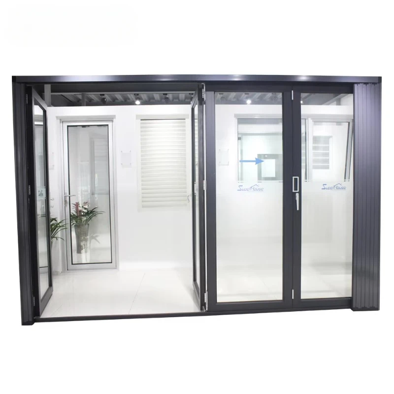 standard aluminum four panels folding bi fold doors best quality with retractable fly screen