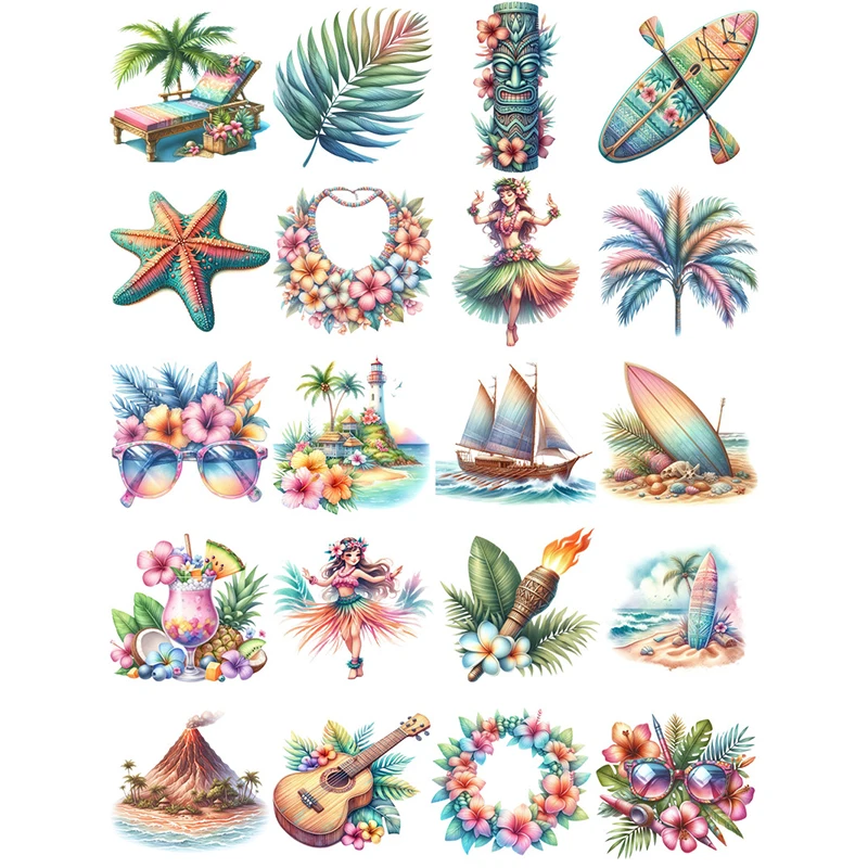 20Pcs/Pack Passionate Hawaii Sticker DIY Craft Scrapbooking Album Junk Journal Decorative Stickers