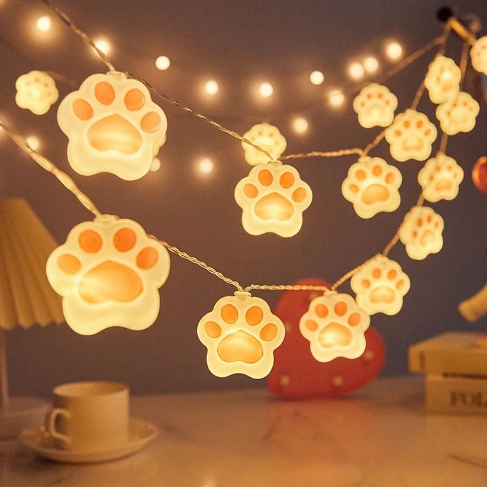 

Cute PVC LED Night Lights Cat Paw Eletricity Saving String Lamp Waterproof USB/Battery Operated Garden Lamp Bedroom Decor