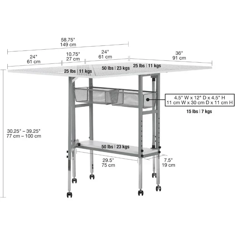 Sew Ready Foldable Hobby and Cutting Grid Table - 58.75