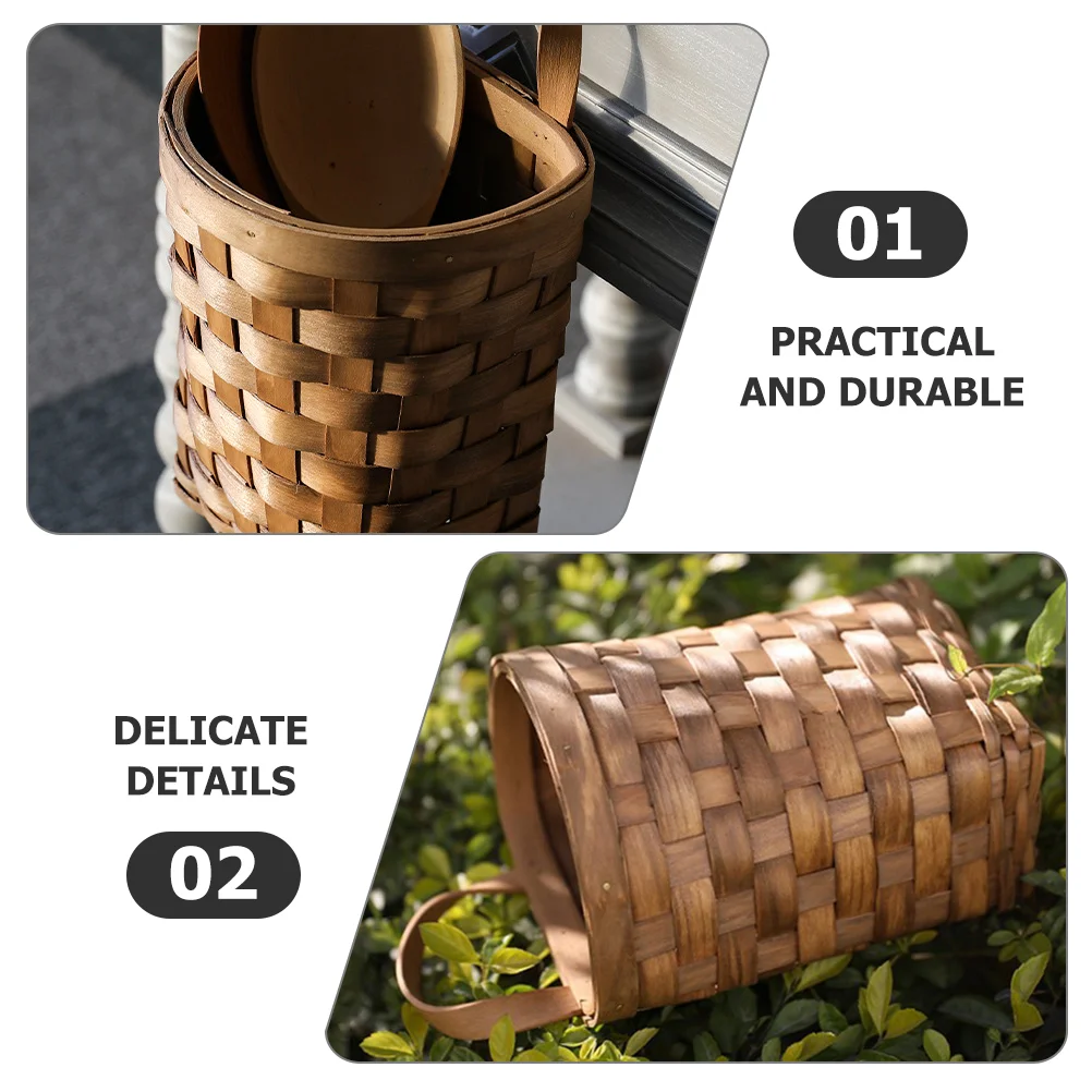 Decorate Wooden Wall Flower Basket Rectangular Woven Wicker Storage Hanging Vegetable Fruit Baskets