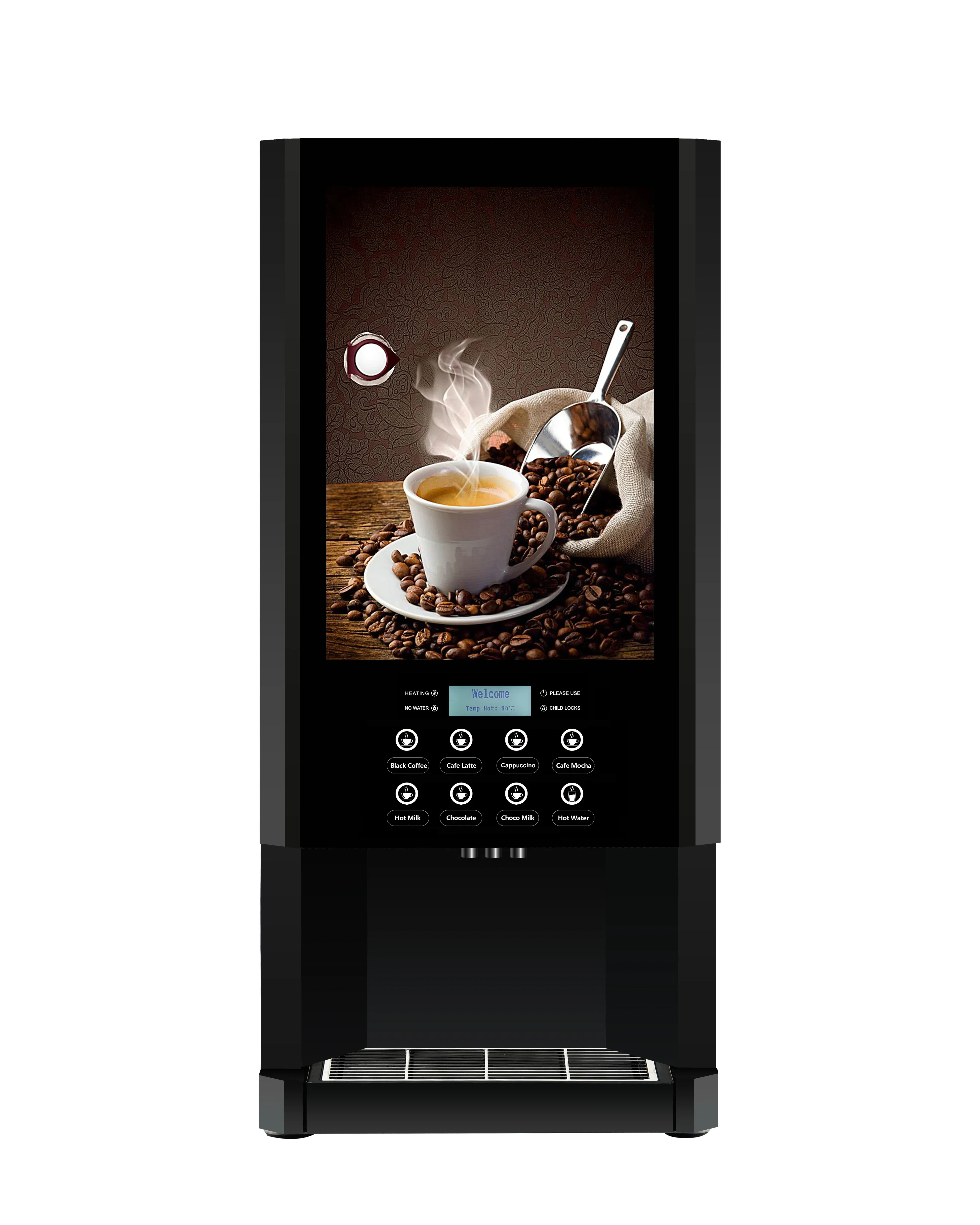 E-308F Desktop Fully Automatic Mixing Type Instant Coffee Vending Machine 7 Hot Drinks + Hot Water