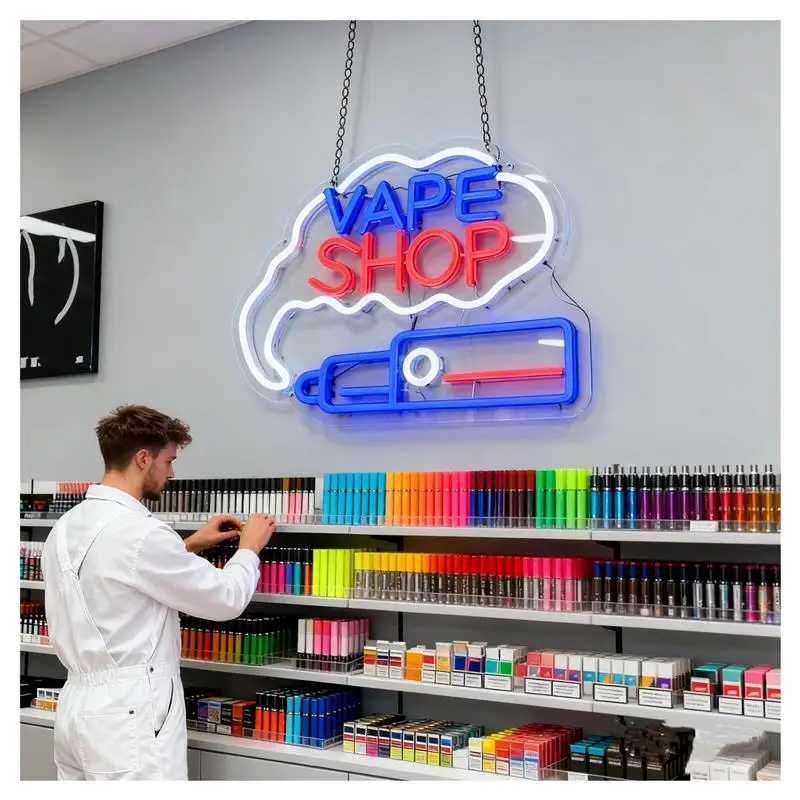 "Vape Shop Business" Neon Sign USB Dimmable LED Light Cigarette Shops Bars Pubs Billboard Grand Opening 40X30cm view 5