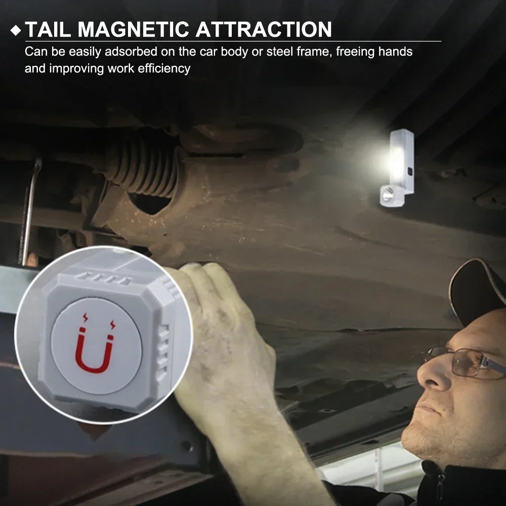 Mini COB lanterna LED, portátil, 90 ° Ajuste, luz forte, farol, Worklight, lanterna de pesca, caça lâmpada, tocha