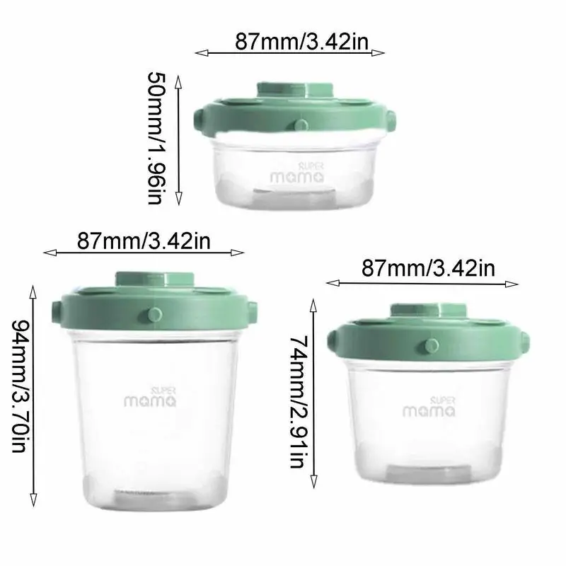 Baby Food Storage Containers 3pcs Stackable Set With Lid Reusable Food Container Freezer Microwave Dishwasher Infant Storage Box