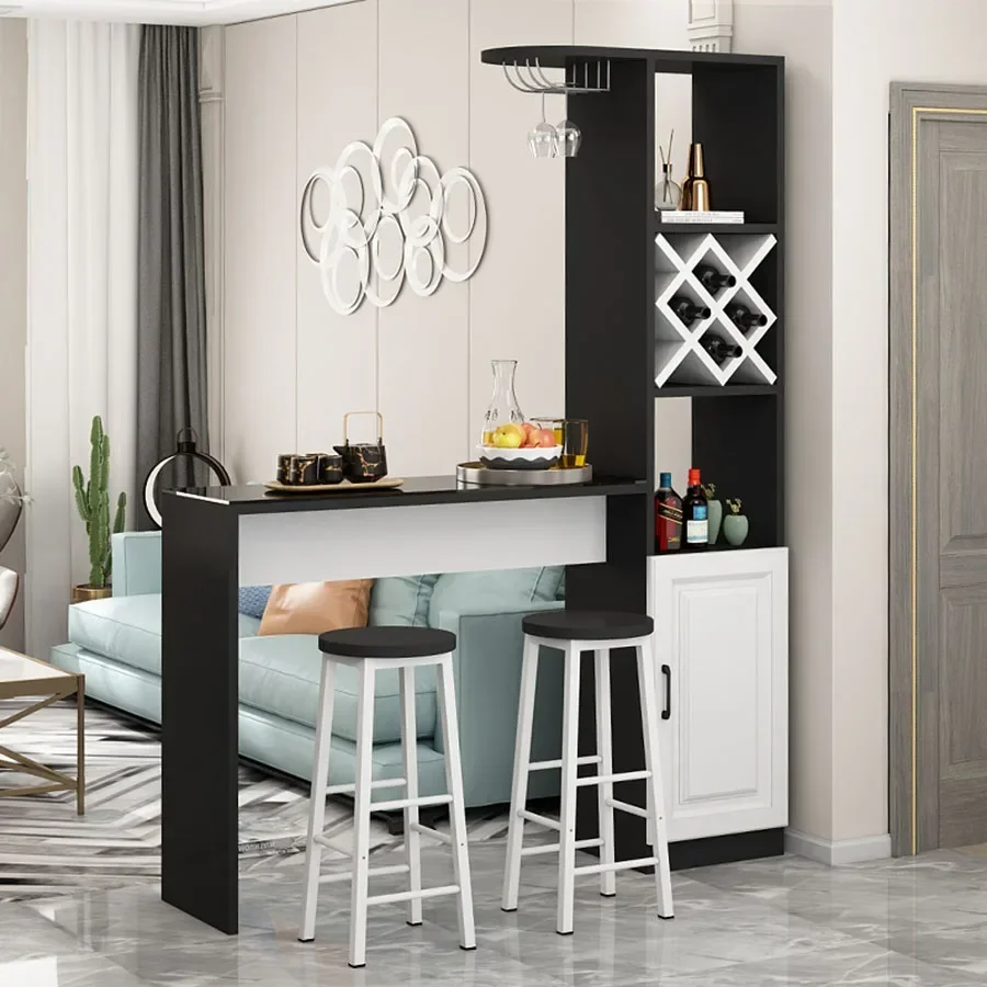 

Black Home Bar Cabinet Patio Boutique Commercial Outdoor Display Design Column Wine Rack Wedding Vinotecas Kitchen Furniture