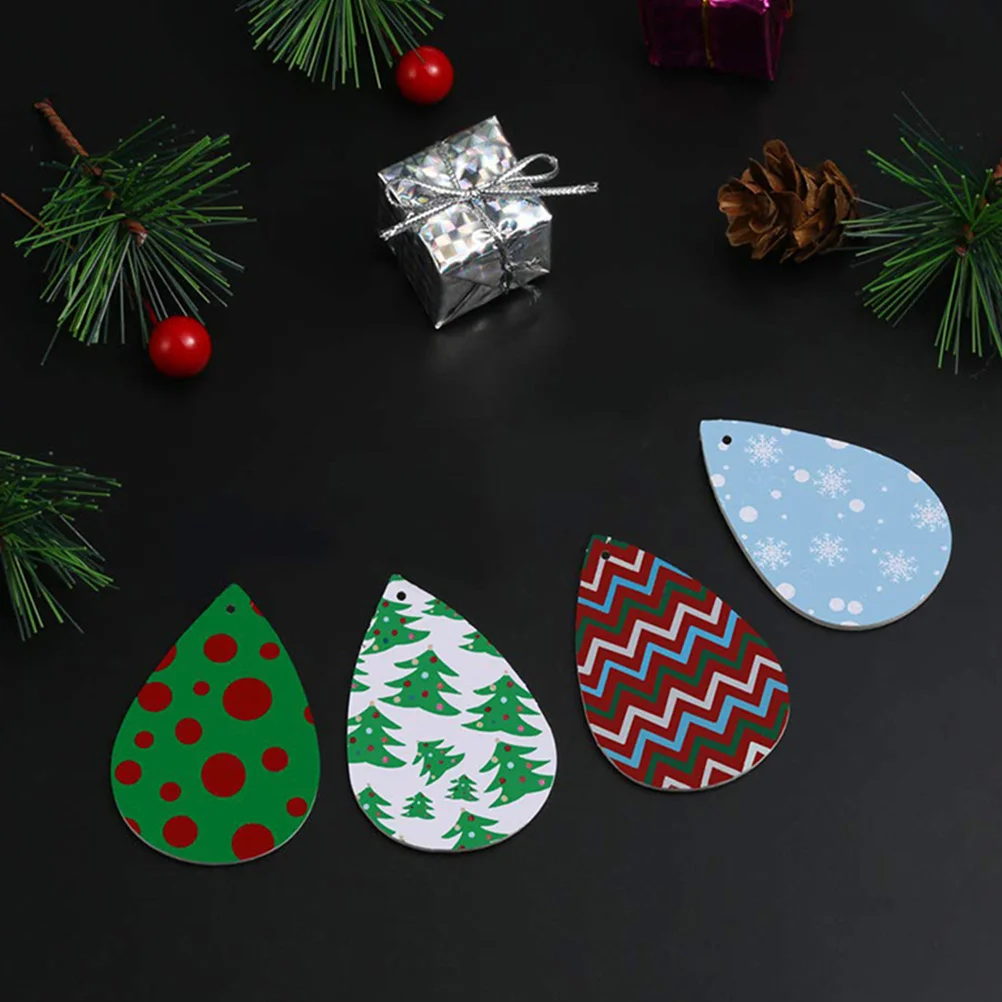 

50Pcs Unfinished Teardrop Earring Pendants Blank Wooden Charms with Hole DIY Jewelry Craft Accessories for Earrings Gift