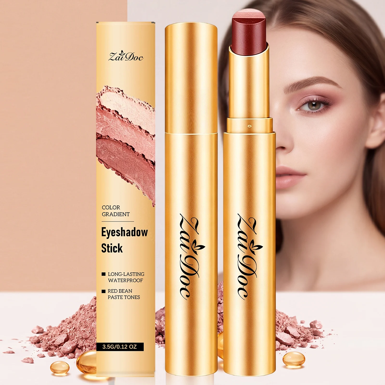 3-Farben-Gradient-Lidschatten-Stift-Set, matt und schimmernd, Creme-Lidschatten, dreifarbig, wasserfest, langanhaltender Lidschatten-Stift für Frauen – Detail 4