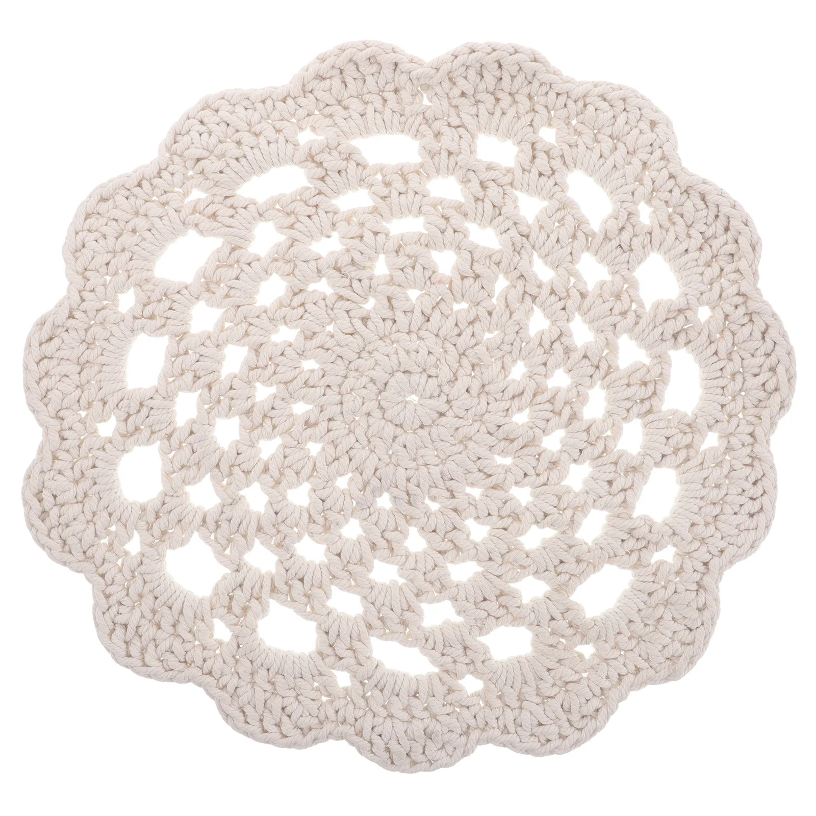 

Cotton Rope Coaster Round Insulation Mat White Vintage Handmade Crochet Lace Doilies Small Table Mats Cotton Doilies