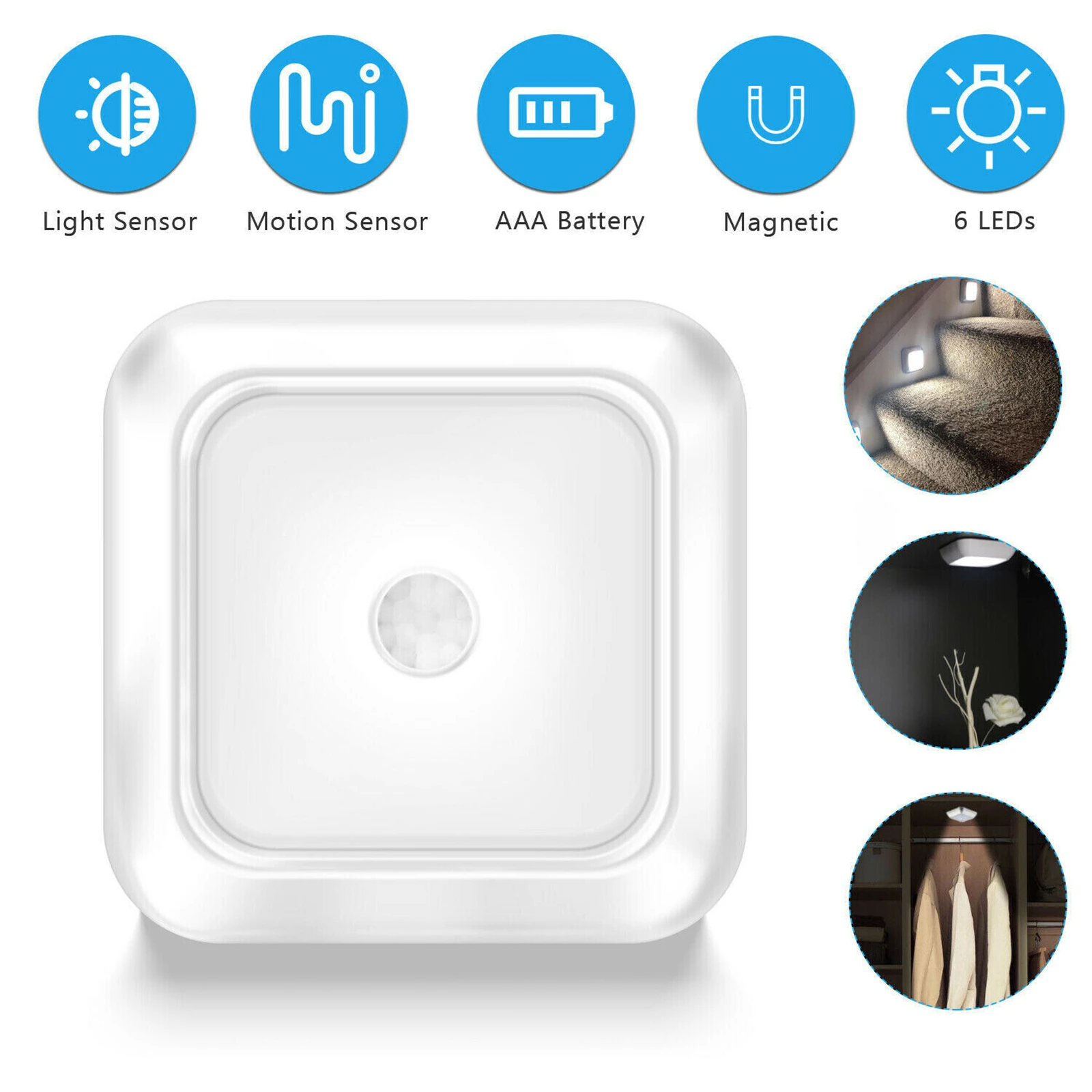 Wireless Motion Sensor Night Light 120 Degree Angle Battery Powered Cabinet Closet Stair Lamp Human Body Sensor Stairs Wall Lamp