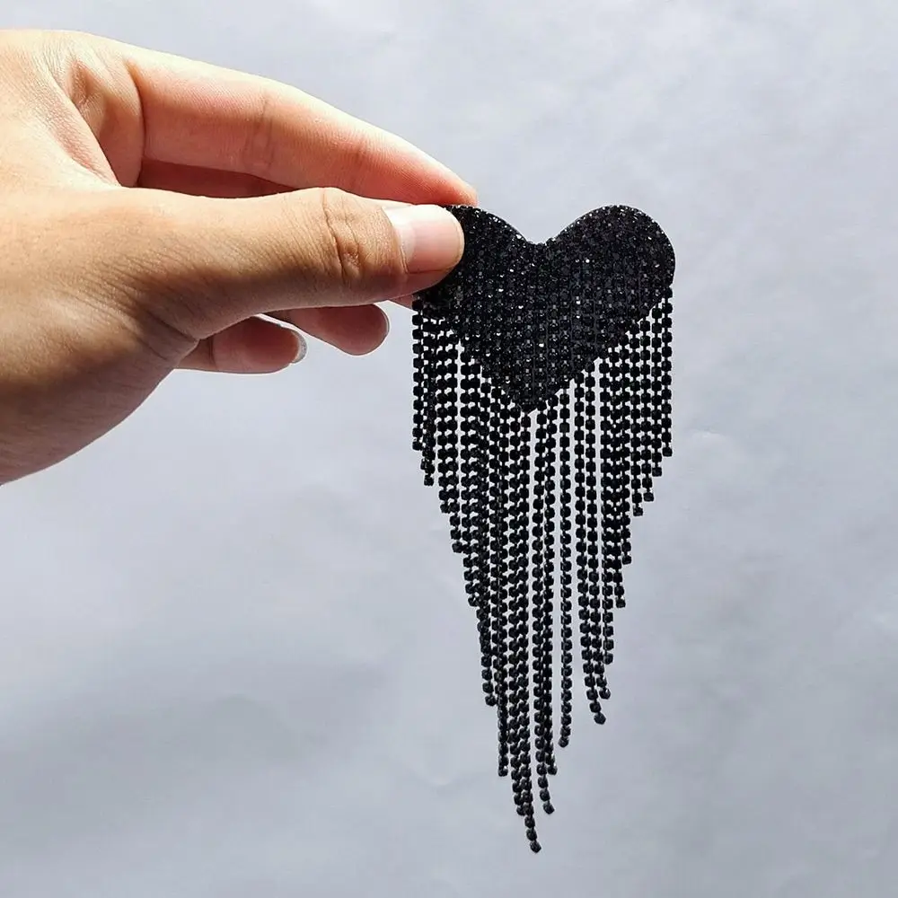 Delicate Retro Heart Tassel Epaulette Punk Beaded Shoulder Jewelry Long Chain DIY Clothing Accessories Men Women