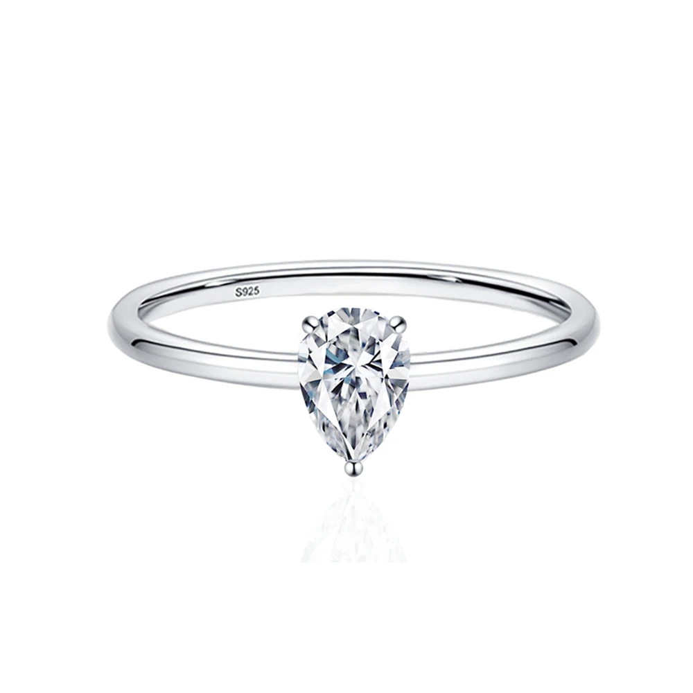 WUIHA-Anillo de Plata de Ley 925 con corte de pera para mujer, sortija brillante con diamantes de moissanita, VVS1 GRA, regalo de aniversario, joyería fina, 4x6MM