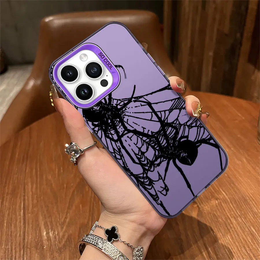 블랙 웹 스파이더 폰 아이폰 17에서 11 프로 맥스 플러스용