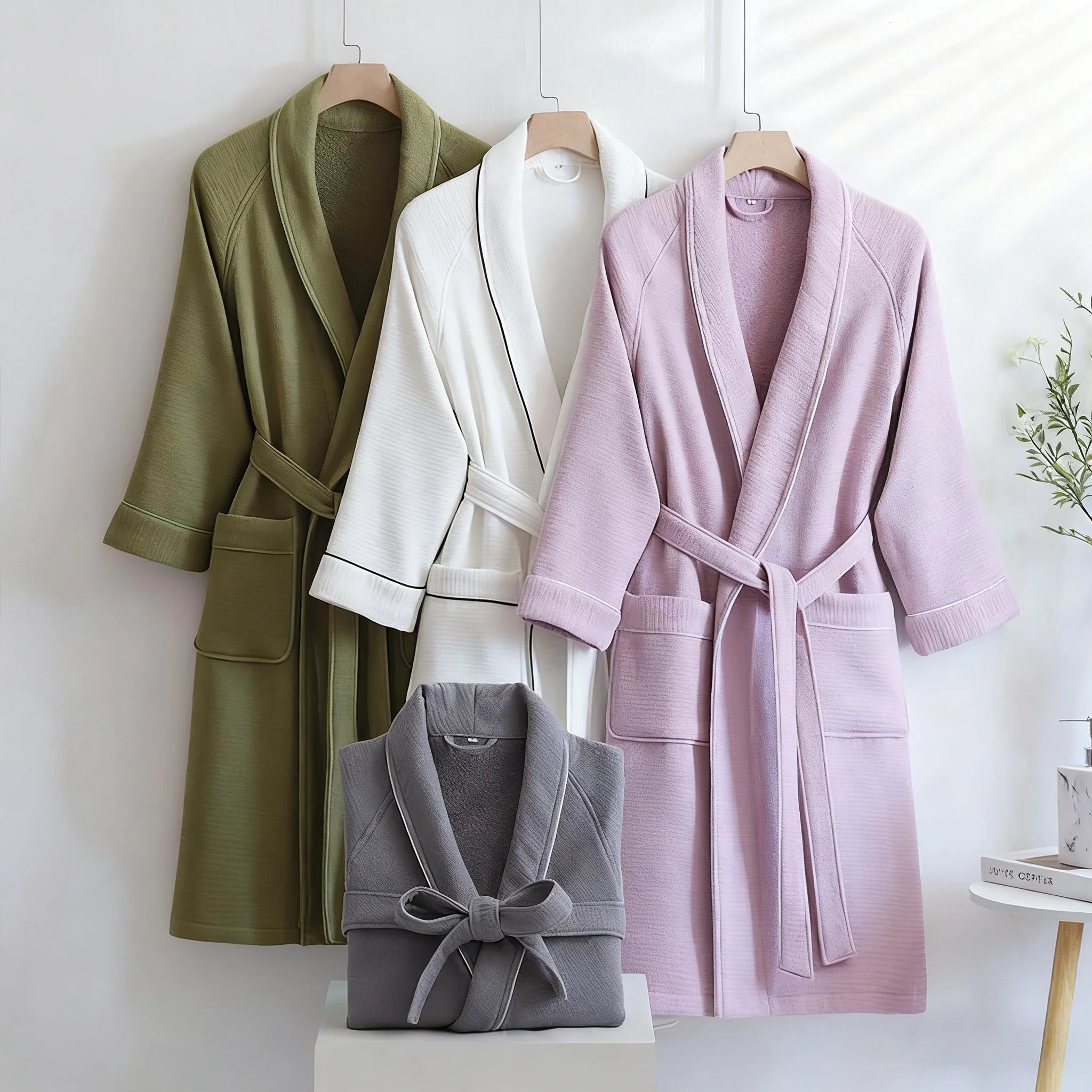 Heavyweight 100% Cotton Terry Bathrobe for Fall/Winter women & men Simple bathrobes SPA robes Plus size