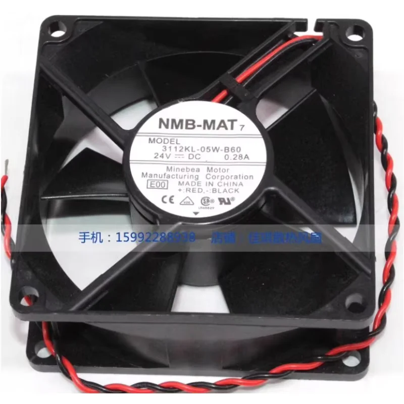 

NMB 3112KL-05W-B60 E00 DC 24V 0.28A 80x80x32mm 2-Wire Server Cooling Fan