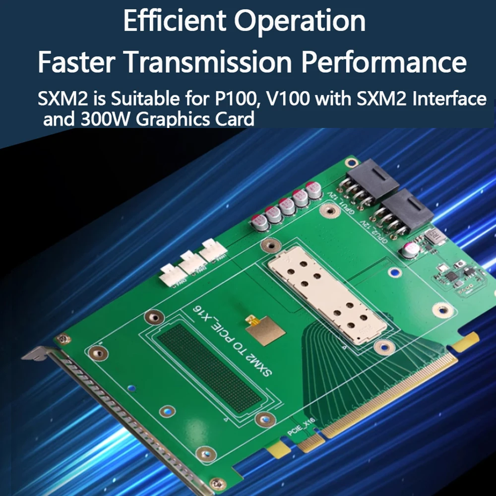 SXM2 To PCIE X16 Adapter Board for Nvidia P100 V100 Module Graphics Card Temperature Sensing Expansion Card 300W GPU Dual 8PIN