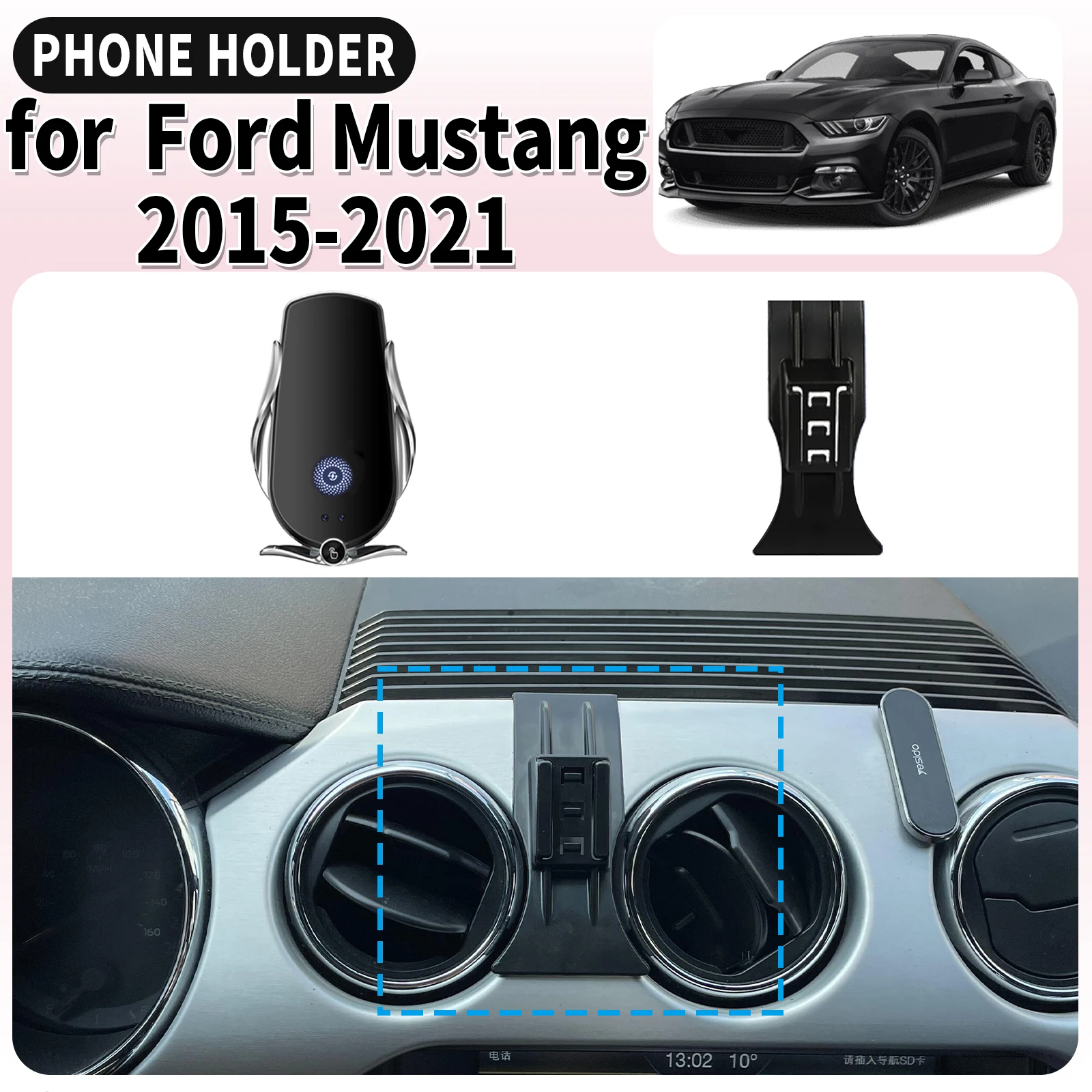 

fit for Ford Mustang 2015 2016 2017-2021 Screen Base Mount Phone Holder Dedicated Clip-On Navigation Bracket Car​​ accessoires
