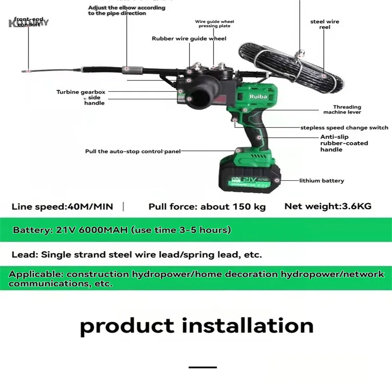 1Pc Wire Threading Machine Electrician Tools Electric Cable Lead Pipe Wearer Stringing Machine for Decoration