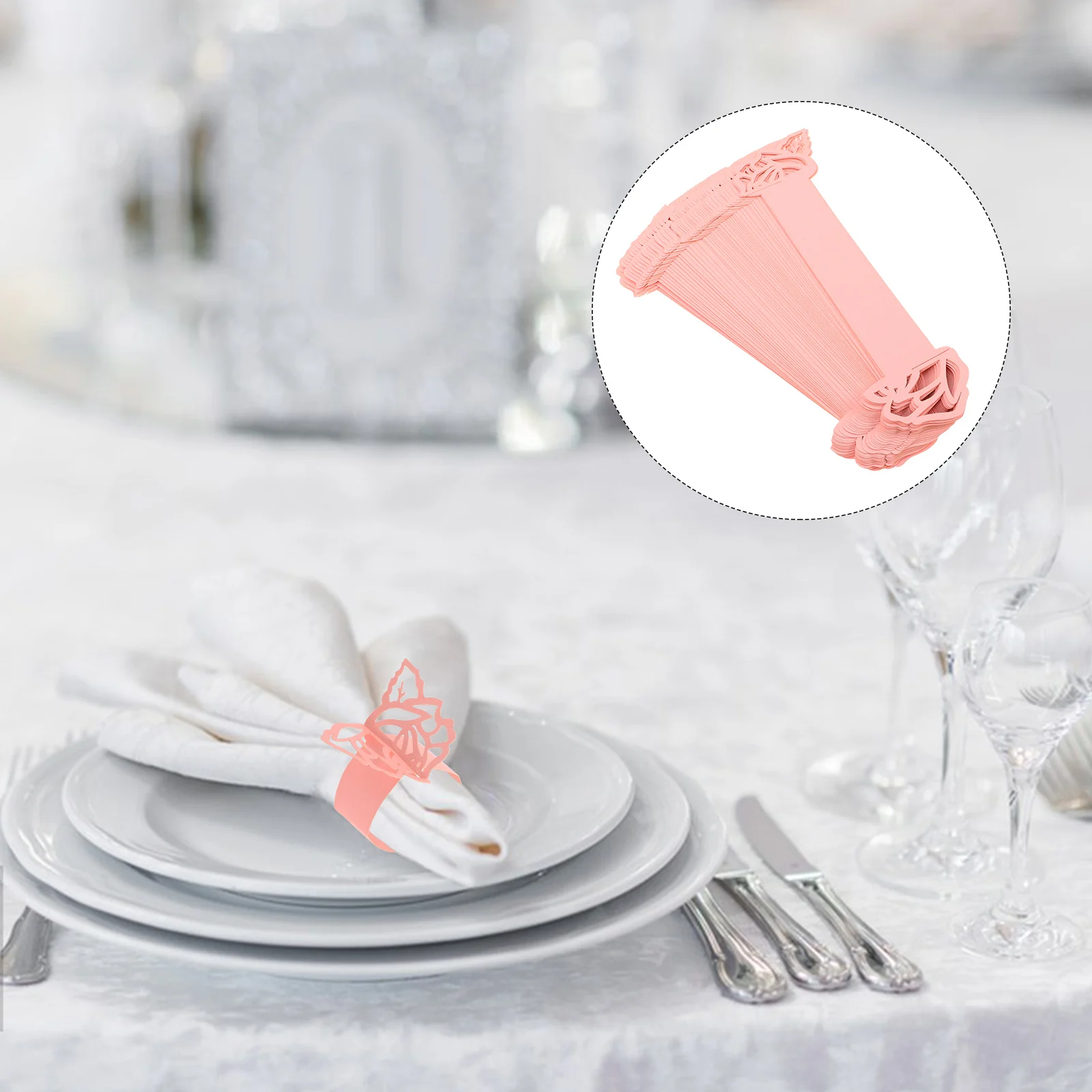 

50Pcs Rose Napkin Rings Paper Sturdy Holders Romantic Wedding Valentines Dinner Party Table Decoration Rose Napkin Ring Holders