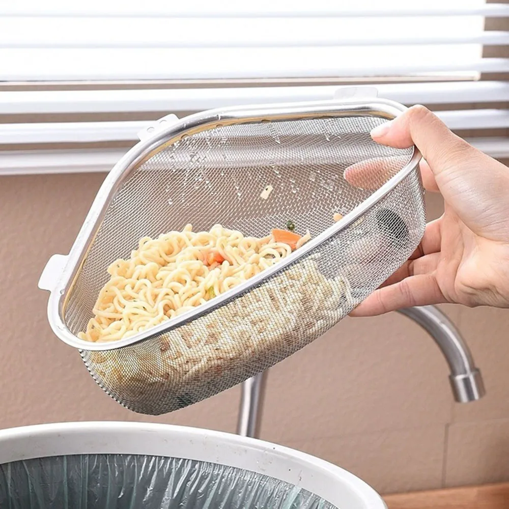 Vegetables Food Residue Triangle Storage Drain Basket Kitchen Stainless Steel Filter Net Sink Leftovers Garbage Filter
